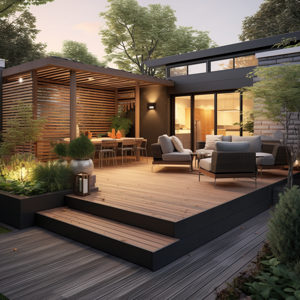 Utah preferred deck builder. Explore our stunning deck made with composite Trex decking installations, showcasing durability and elegance in outdoor spaces. 